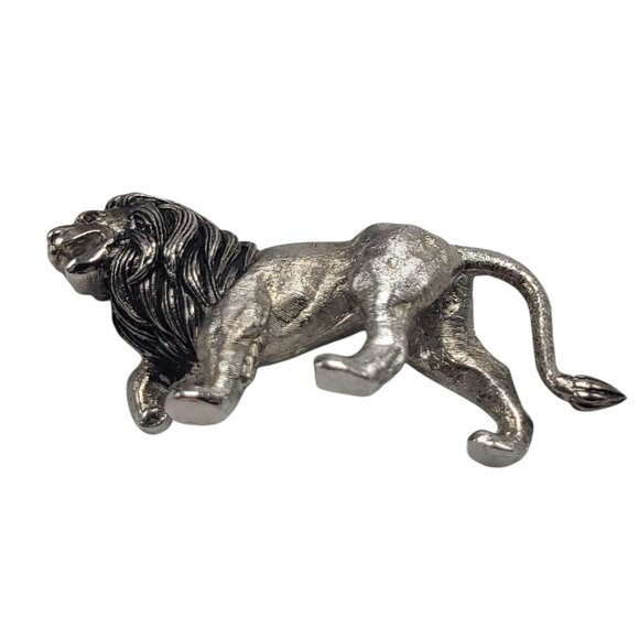 Vtg Signed Polcini Lion Brooch Pin Silver-Tone Figural Animal Leo Jungle King - Picture 4 of 10